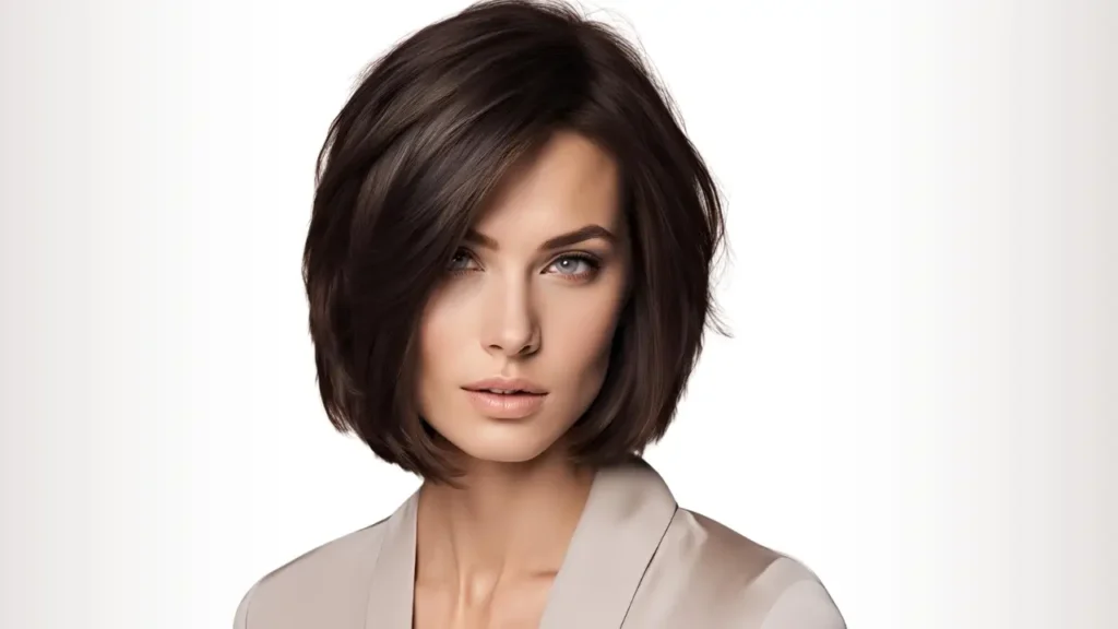 Layered bob with a deep side parting