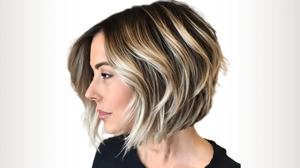 Layered bob with balayage