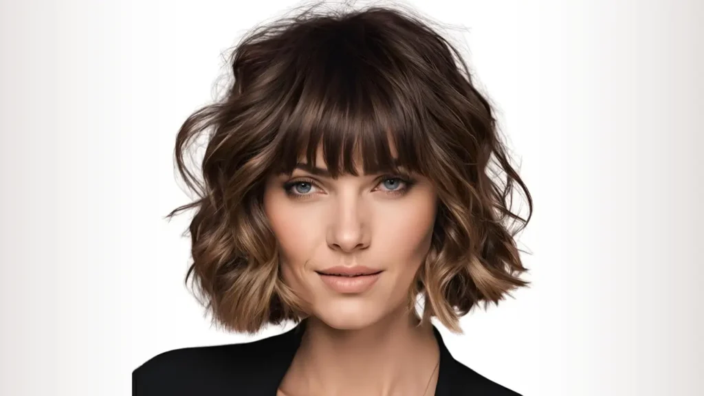 Layered bob with blunt bangs