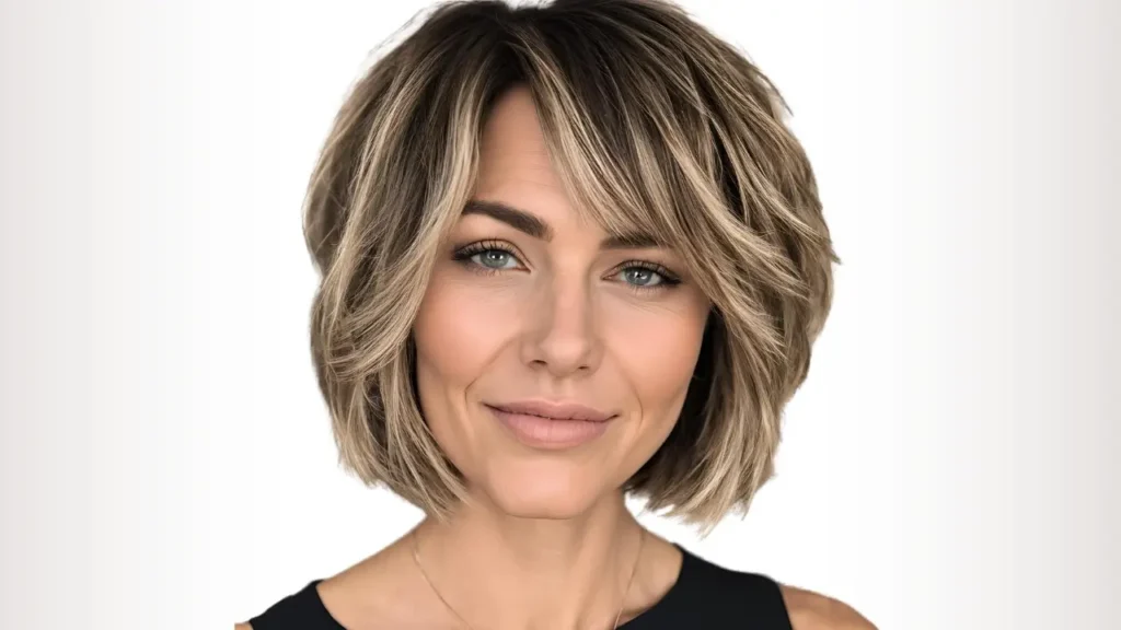 Layered bob with shaggy texture