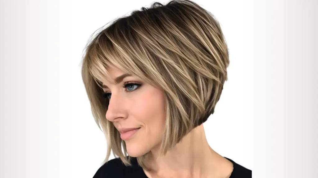 Short layered cut with a slanted cut