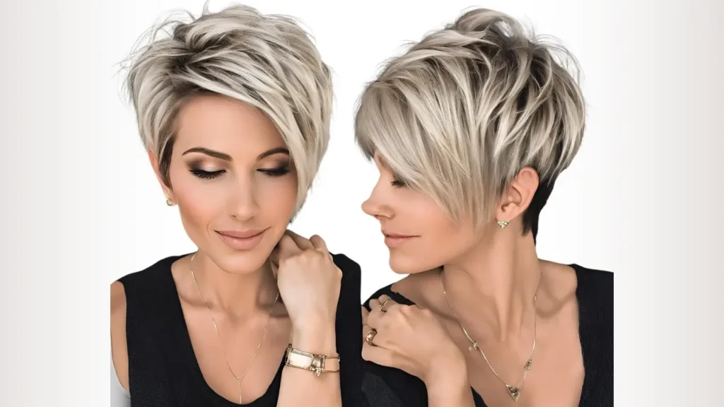 Short layered cut with tapered sides