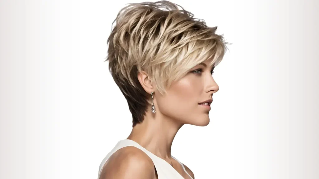 Short layered hair with a tapered nape