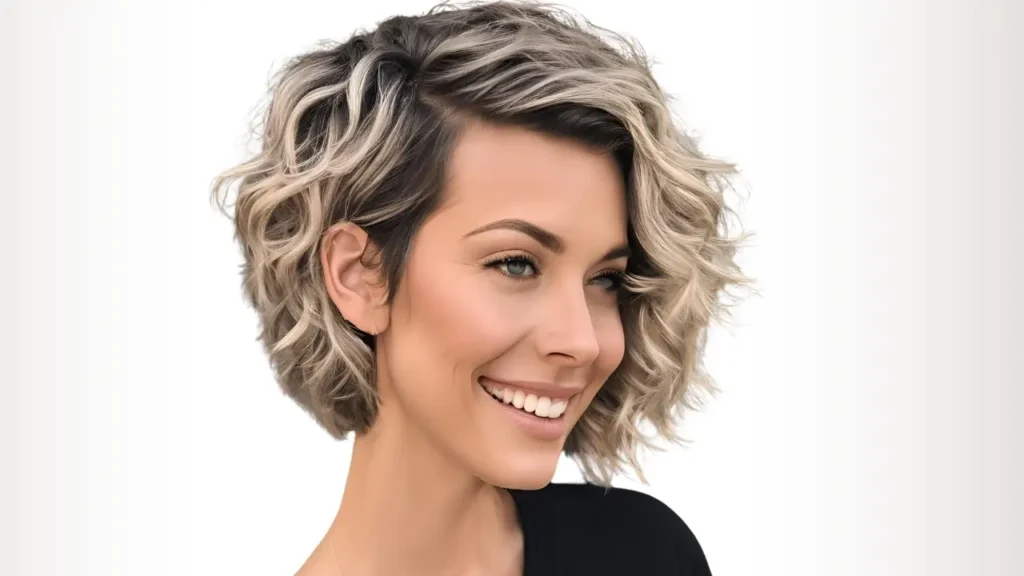 curly layered blunt pixie bob